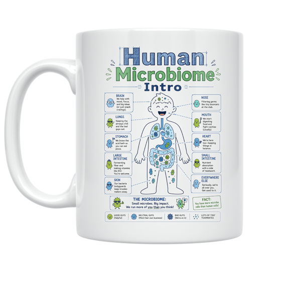 Human Microbiome Intro Blueprint Design - Biology Teacher - 11 oz Ceramic Coffee Mug