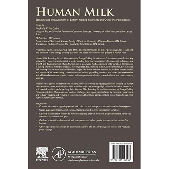 Pre-Owned Human Milk: Sampling and Measurement of Energy-Yielding Nutrients and Other Macromolecules, 9780128153505, 0128153504, Paperback, 1 edition