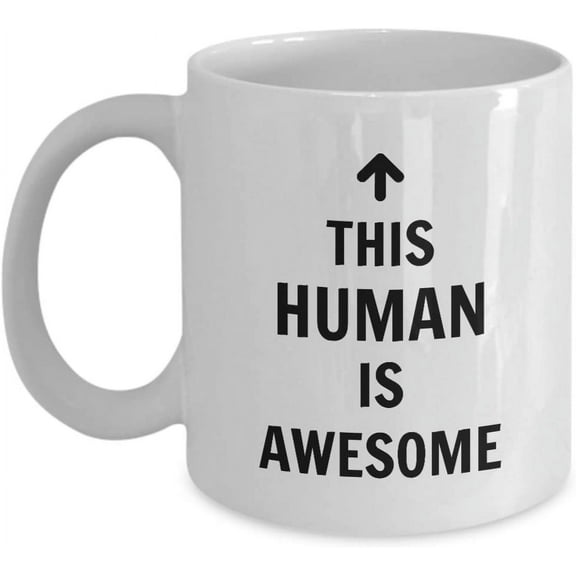 Human Mug, Funny Coworker Gag Gift, This Human Is Awesome, White Elephant Occasion