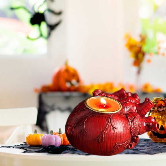 Human Organ Models Candle Holder, Retro 3D Heart Spine Brain Candlestick Candle Stand Holder Resin Tealight Candle Holders for Halloween Horror Theme Party Tabletop Fireplace Decoration