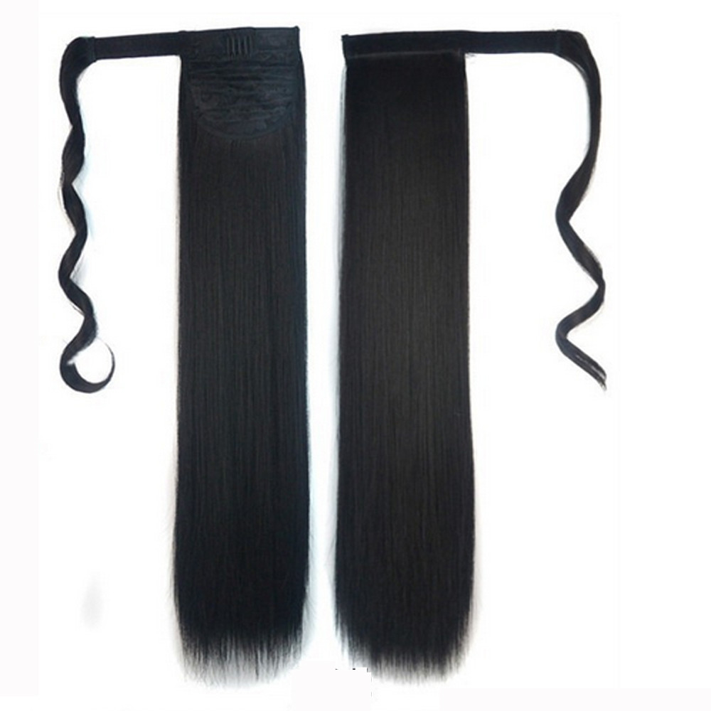 Human Real tail Around Extension In Straight Hair Wrap Clip Tail wig