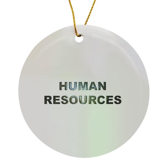 3drose, Human Resources Beautiful Metal Style Sign on White Background, Circle Porcelain Ornament