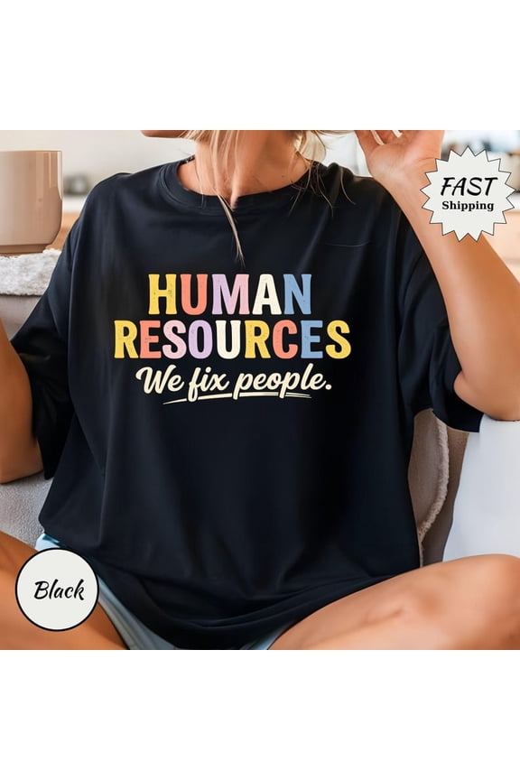 Human Resources Fix People Retro Distressed Hr Graphic Office T-Shirt All Size S-3XL
