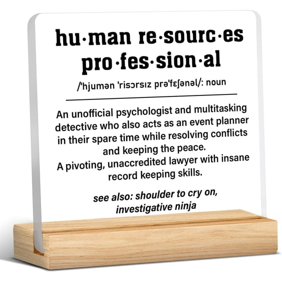 Human Resources Professional Gift, HR Gifts for Coworkers Women Men, Human Resources Professional Definition Acrylic Desk Sign Decor 4x4 Inch