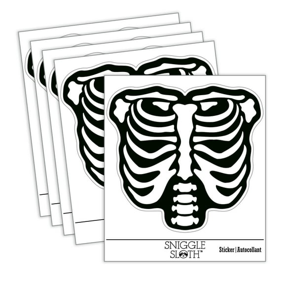 Human Ribcage Skeleton Bones Spooky Halloween Car Window Bumper Water Bottle Phone Tablet Laptop Waterproof Vinyl Decal Sticker Set 5-Pack - Gloss Finish - 2.0"