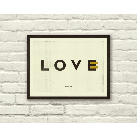 Human Rights Equality Typography Graphic Design Black Gold Mid-Century Modern Wall Art, Stretched Canvas