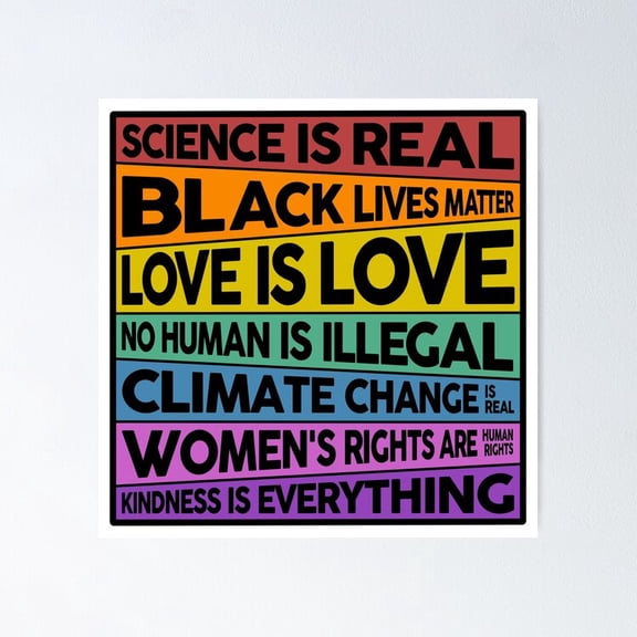 Human Rights Unity Equality Slogans Typography Wall Decor Modern Office Art, Unframed Poster