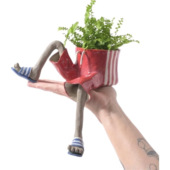 Human Shape Resin Planter with Dangling Legs, for Succulent Cactus