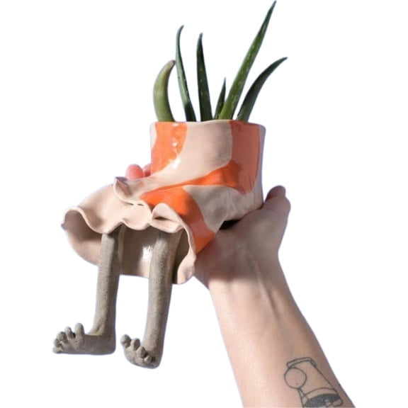 Human Shape Resin Planter with Dangling Legs, for Succulent Cactus