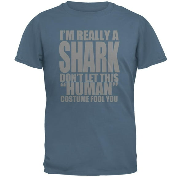 Human Shark Costume Mens T Shirt Indigo Blue 2XL