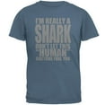 thumbnail image 1 of Human Shark Costume Mens T Shirt Indigo Blue SM, 1 of 1