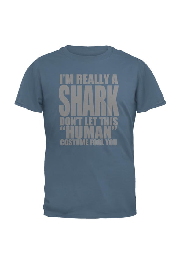 Human Shark Costume Mens T Shirt Indigo Blue SM
