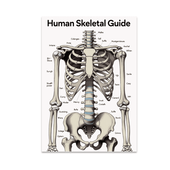 Human Skeletal Guide Anatomy Educational Art - Science Enthusiast - 13x19 Poster Print