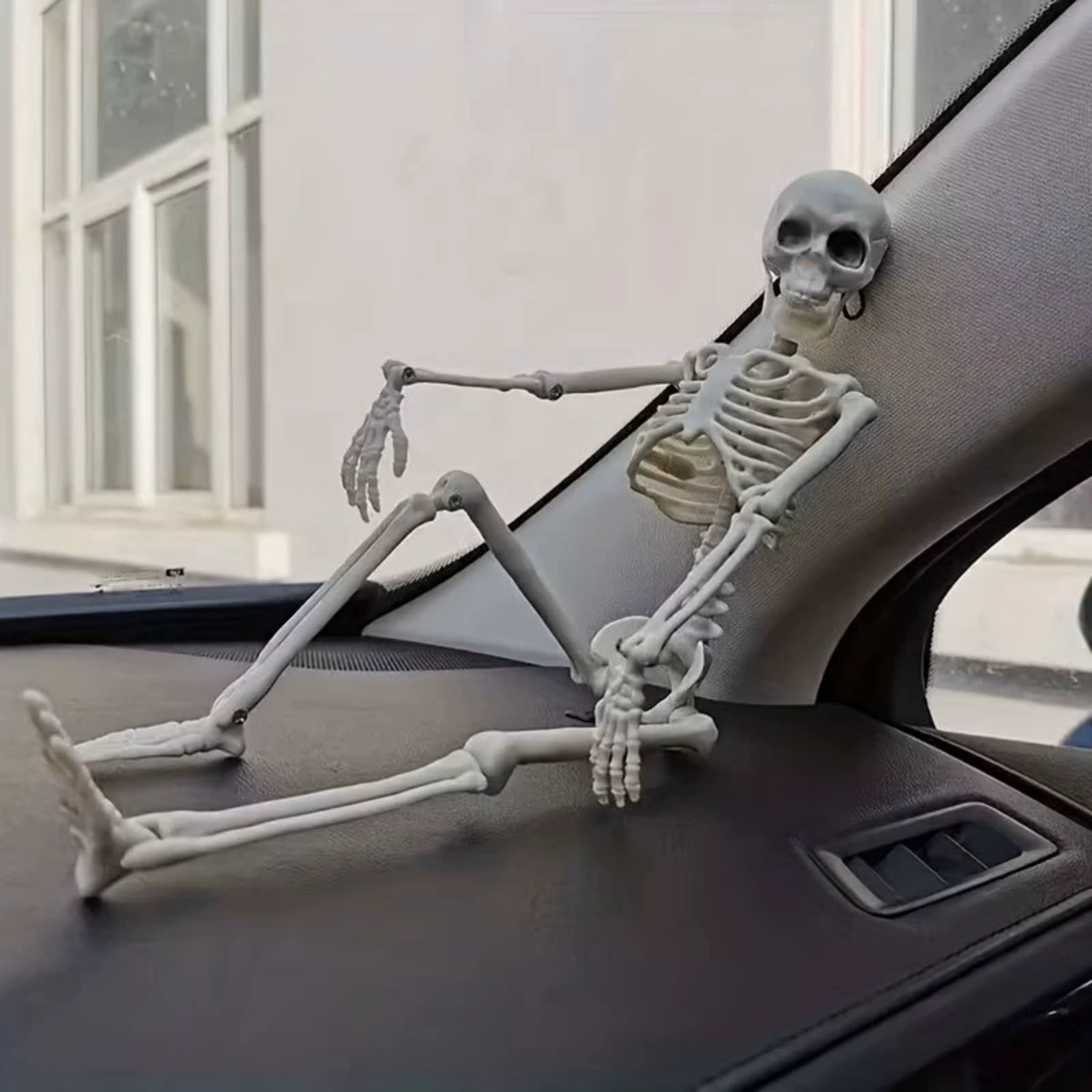 Human Skeleton Figurine Movable Joint Decor for Car Dashboard Home Indoor Halloween Party Tabletop Display Ornament