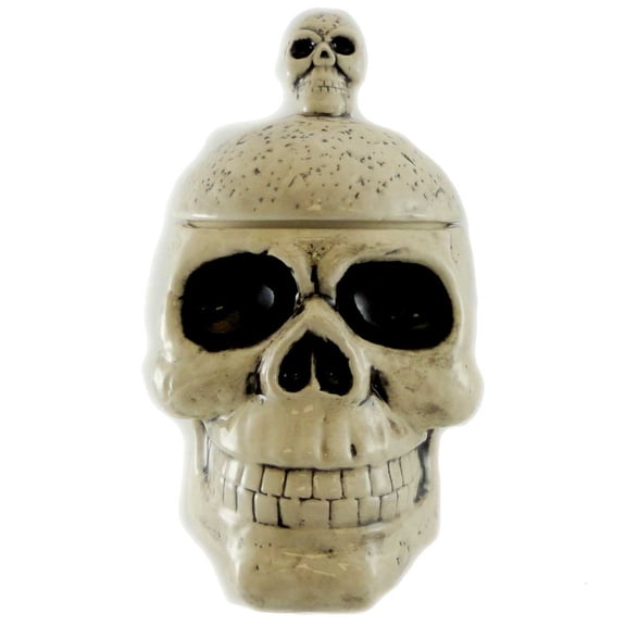 Human Skeleton Skull Ceramic Halloween Jewelry Trinket Box with Lid