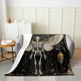 thumbnail image 1 of Human Skeleton Throw Blanket Butterfly Dead Moth Golden Galaxy Flannel Blanket for Kids Teens Adults Tribal Animal Feather Exotic Style Bed Blanket for Couch Chairs Twin 60x80, 1 of 6