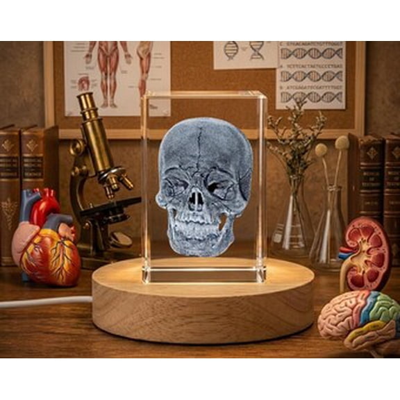 Human Skull 3D Engraved Crystal Novelty Decor - AB Crystal Collection
