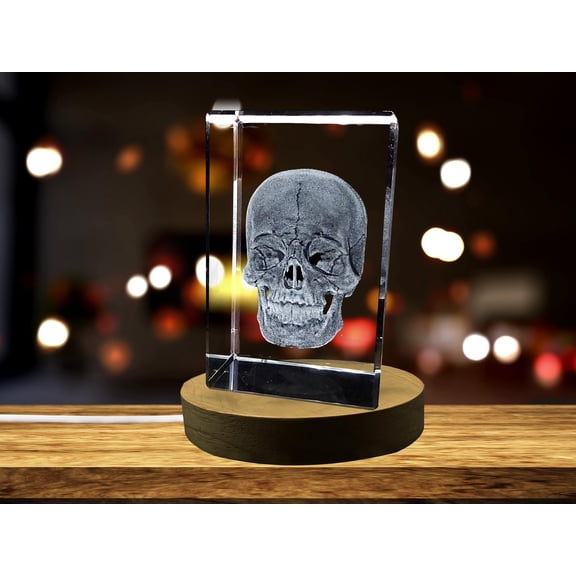 Human Skull 3D Engraved Crystal Novelty Decor - Clear - AB Crystal Collection