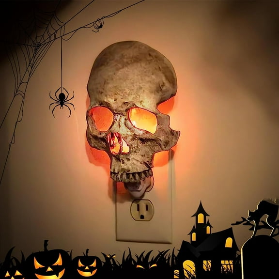 Human Skull Light, New Halloween Handmade Skull Night Light, Gothic Light Decoration, Insert Wall Decoration Gothic Wall Lamp for Party Decoration