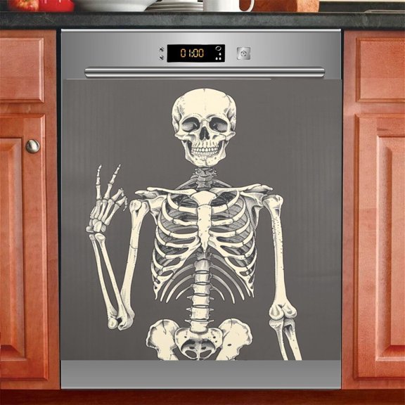 Human Skull Skeleton Dishwasher Magnetic Refrigerator Magnet Cover Kitchen Art Panel Decal Sticker Home Decorative 23"x26"
