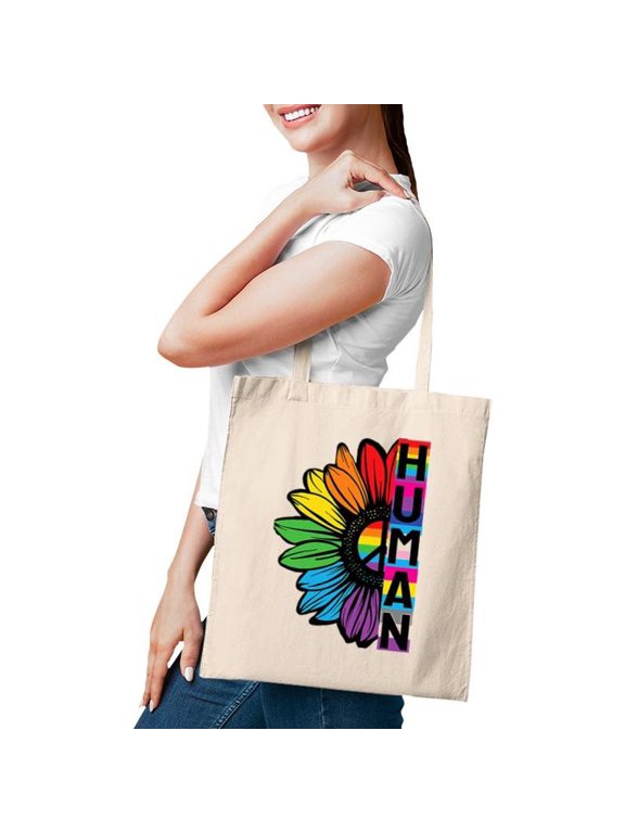 Human Sunflower Lgbt Flag Gay Pride Month Lgbtq Tote Bags
