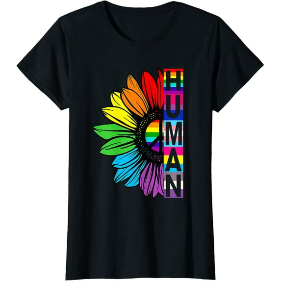 Human Sunflower Rainbow LGBT Flag Pride Proud LGBTQ Gift T-Shirt