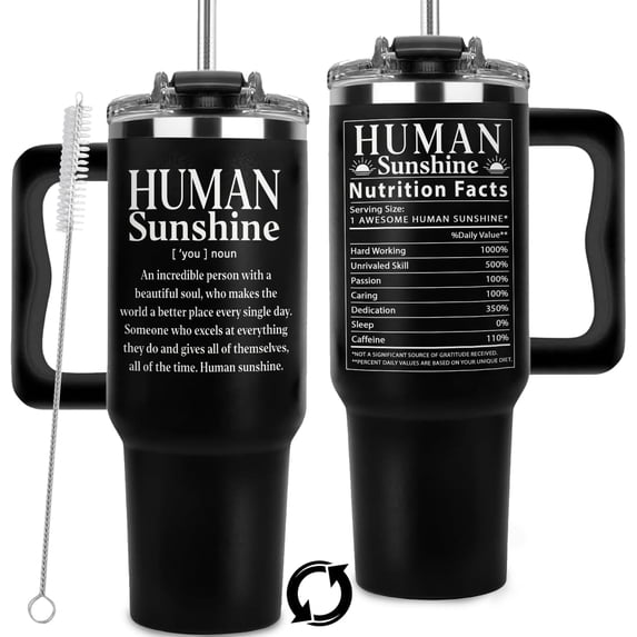 Human Sunshine 40oz Appreciation Tumbler Inspirational Gifts for Women & Men Perfect Birthday, Teacher, Nurse, Coworker, or Friend Gift