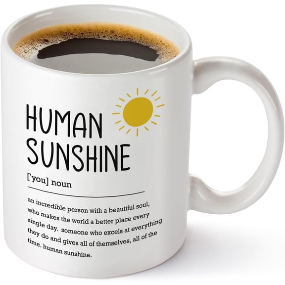 Human Sunshine Motivational Coffee Mug Gift for Women Men, Employee Appreciation Gift, Coworker Leader Teacher Coach Mentor, Definition Coffee Mug Gifts, 11oz White Ceramic Cup