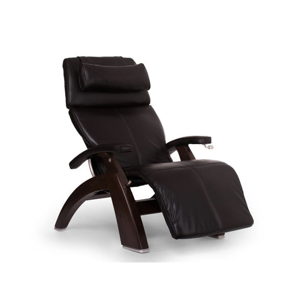 Human Touch PC-420 Classic Manual PLUS Perfect Chair Series 2 Dark Walnut Wood Base Zero-Gravity Recliner - Espresso Premium Leather