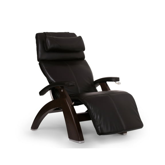 Human Touch PC-420 Classic Manual PLUS Perfect Chair Series 2  Dark Walnut Wood Base Zero-Gravity Recliner - Espresso Premium Leather
