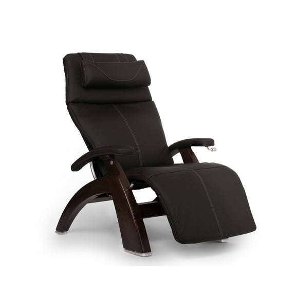 Human Touch PC-420 Classic Manual PLUS Perfect Chair Series 2 Dark Walnut Wood Base Zero-Gravity Recliner - Espresso Top Grain Leather - In-Home White Glove Delivery