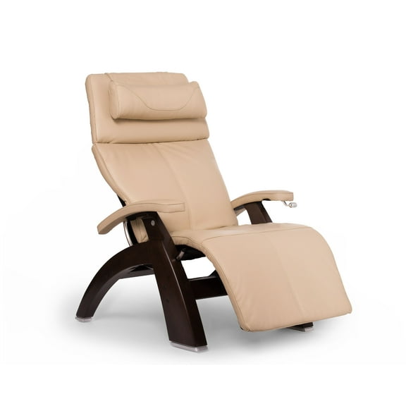 Human Touch PC-420 Classic Manual PLUS Perfect Chair Series 2  Dark Walnut Wood Base Zero-Gravity Recliner - Ivory Premium Leather