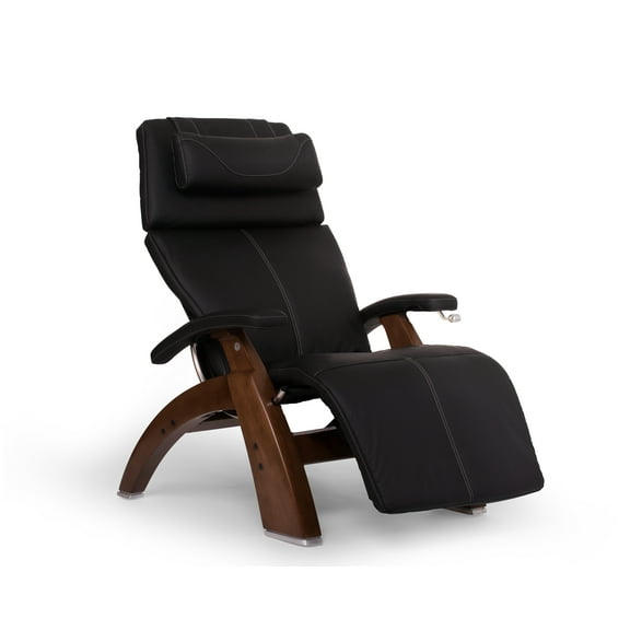 Human Touch PC-420 Classic Manual PLUS Perfect Chair Series 2 Walnut Wood Base Zero-Gravity Recliner - Black SoftHyde Vinyl