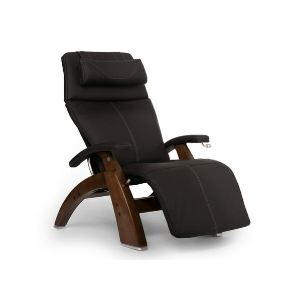Human Touch PC-420 Classic Manual PLUS Perfect Chair Series 2 Walnut Wood Base Zero-Gravity Recliner - Espresso Top Grain Leather