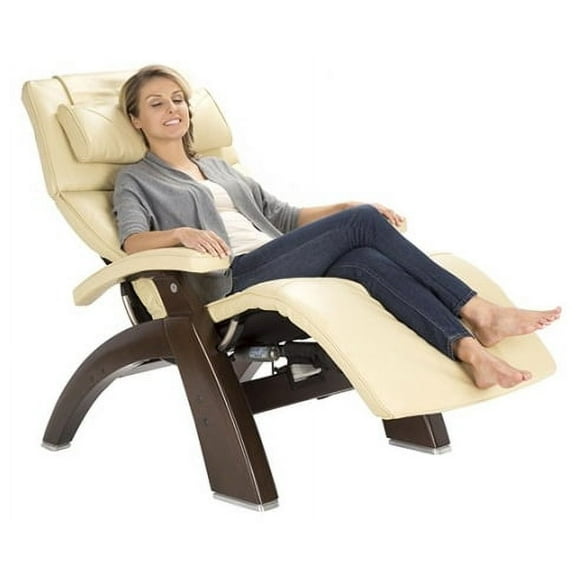 Human Touch PC-610 Omni-Motion Perfect Chair Power Dark Walnut Zero-Gravity Recliner + Memory Foam Plus Kit - Black Premium Leather - In-Home White Glove Delivery
