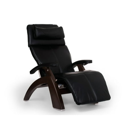 Human Touch PC-610 Omni-Motion Perfect Chair Series 2 Power Recline Dark Walnut Wood Base Zero-Gravity Recliner - Black Premium Leather