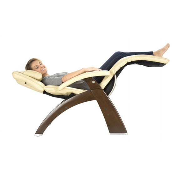 Human Touch PC-610 Omni-Motion Perfect Chair Series 2 Power Recline Walnut Wood Base Zero-Gravity Recliner - Ivory Premium Leather