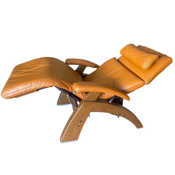 Human Touch Perfect Chair PC-420 Classic Manual Plus Zero Gravity Recliner Performance Premium Leather Extended Armrests (Saddle Premium Performance Leather Package, Walnut Wood Stain Base)