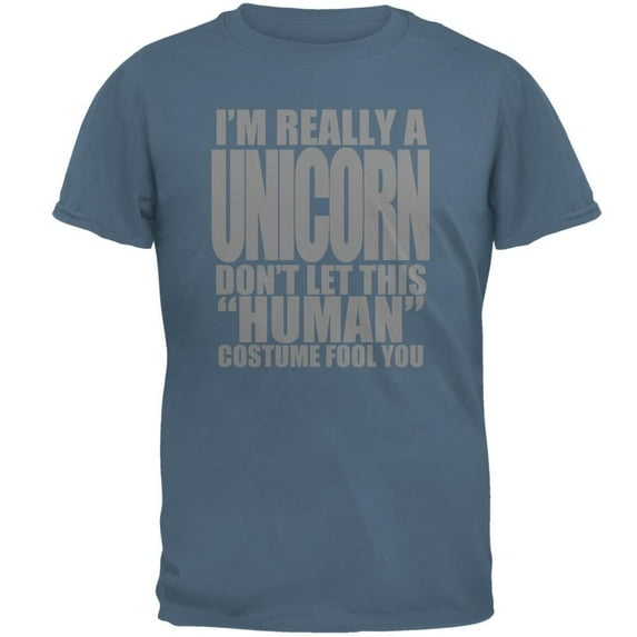 Human Unicorn Costume Mens T Shirt Indigo Blue 2XL
