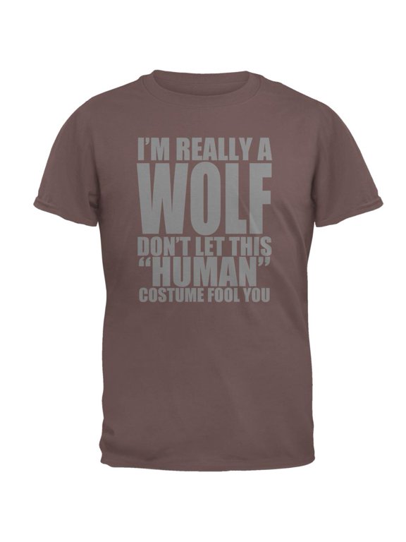 Human Wolf Costume Mens T Shirt Chestnut SM