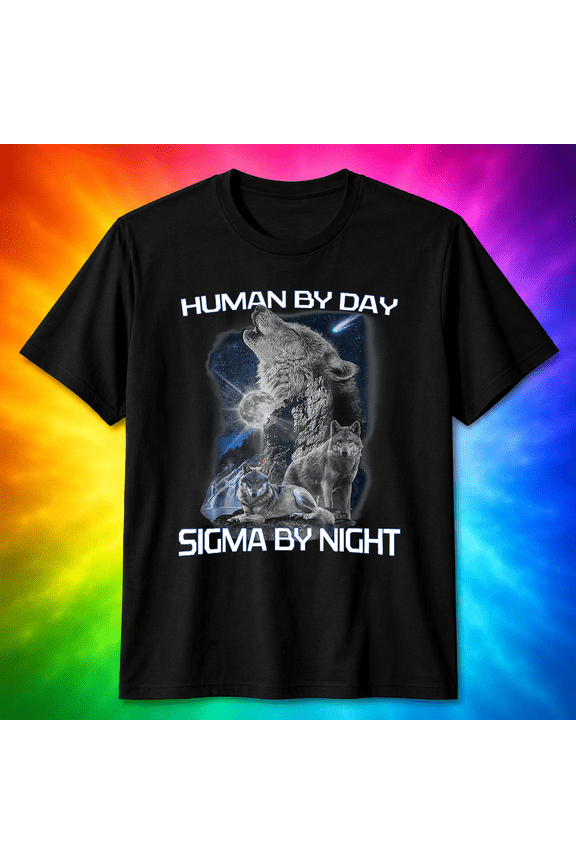 Human by Day Sigma by Night Alpha Wolf Quote Lone Wolf Gym Unisex T-Shirt V19634, S-5XL