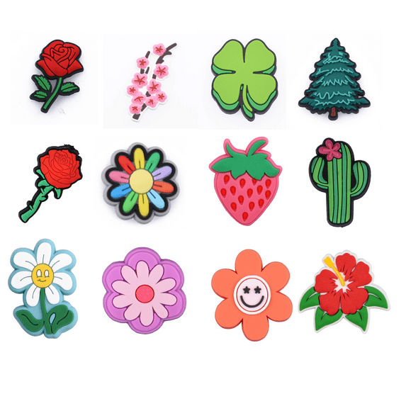 Human4Kind 12 Pcs Soft PVC Flower Shoe Charm for Kids & Adults - Beautiful Charms for Garden Lovers