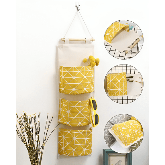 Human4Kind Wall Hanging Storage Bags, Small Linen Wall Pocket Hanging Organizer for Decoration