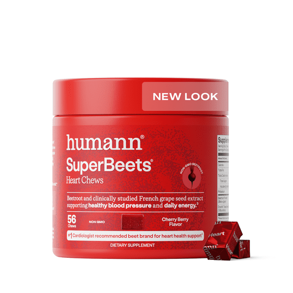 Humann SuperBeets Heart Chews Blood Pressure Support, Cherry Berry Flavor, 56 Count