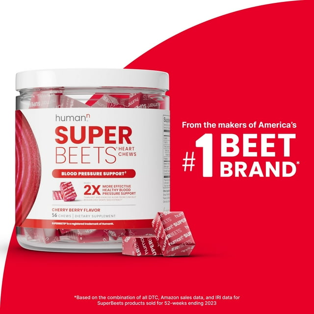 HumanN SuperBeets Heart Chews Blood Pressure Support, Cherry Berry ...