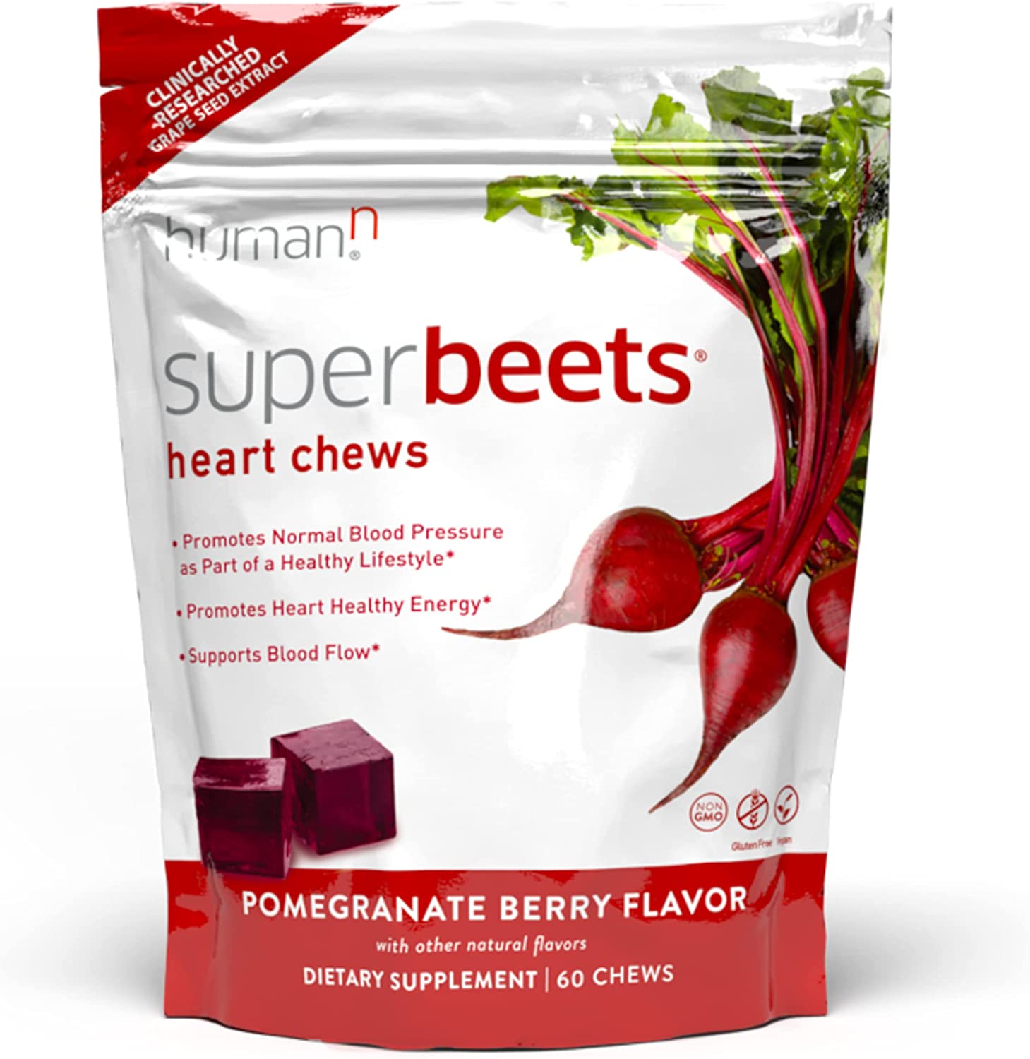 HumanN SuperBeets Heart Chews Daily Blood Pressure Support for Circulation - 60 Count - image 1 of 10