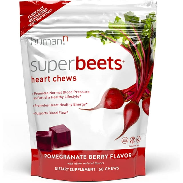 HumanN SuperBeets Heart Chews Daily Blood Pressure Support for Circulation - 60 Count