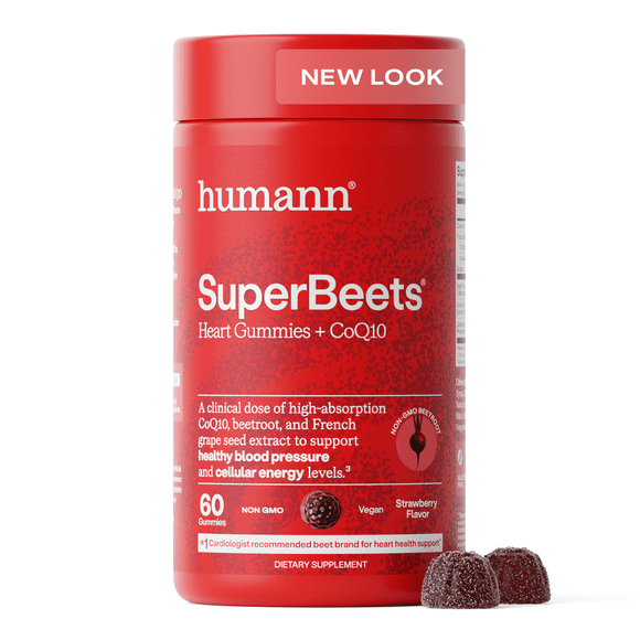 Humann SuperBeets Heart Gummies Advanced with CoQ10, Pomegranate Berry, 60 Count