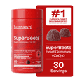 thumbnail interactive-video image 1 of Humann SuperBeets Heart Gummies Advanced with CoQ10 and French Grape Seed Extract, Pomegranate Berry Flavor, 60 Count, 1 of 13