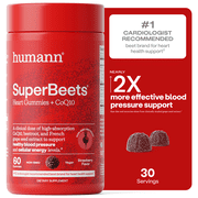 Humann SuperBeets Heart Gummies Advanced with CoQ10 and French Grape Seed Extract, Pomegranate Berry Flavor, 60 Count